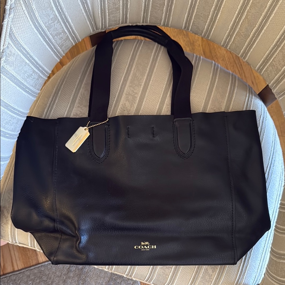 Coach Black Leather Tote Bag
